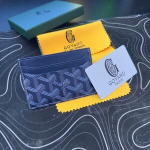 Goyard Blue and White Key Card Holder